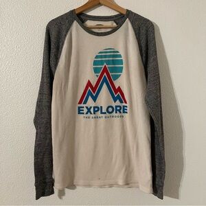 Old Navy Long Sleeve Tee- Large Explore the Great Outdoors Graphics
